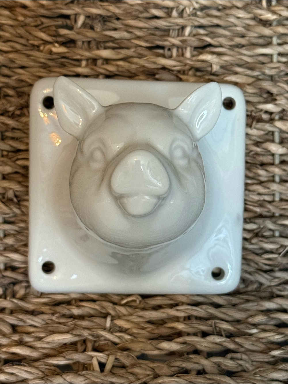 VTG 80s White Ceramic Pig Head Towel Hooks Set - Picture 4 of 7